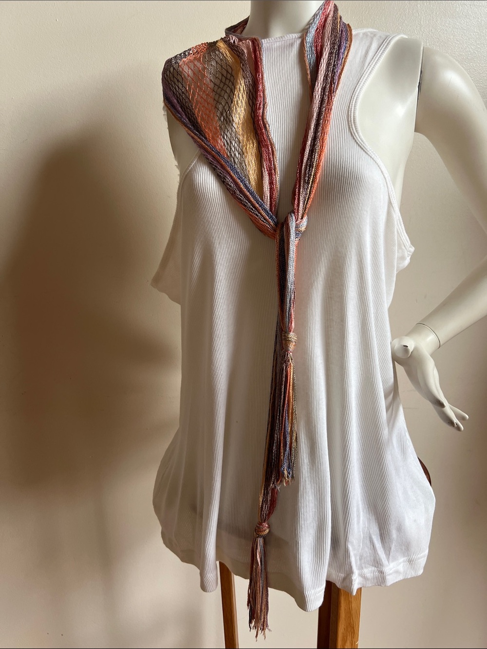 Lightweight Multicolor Fringe Scarf versatile belt scarf head wrap purse strap?